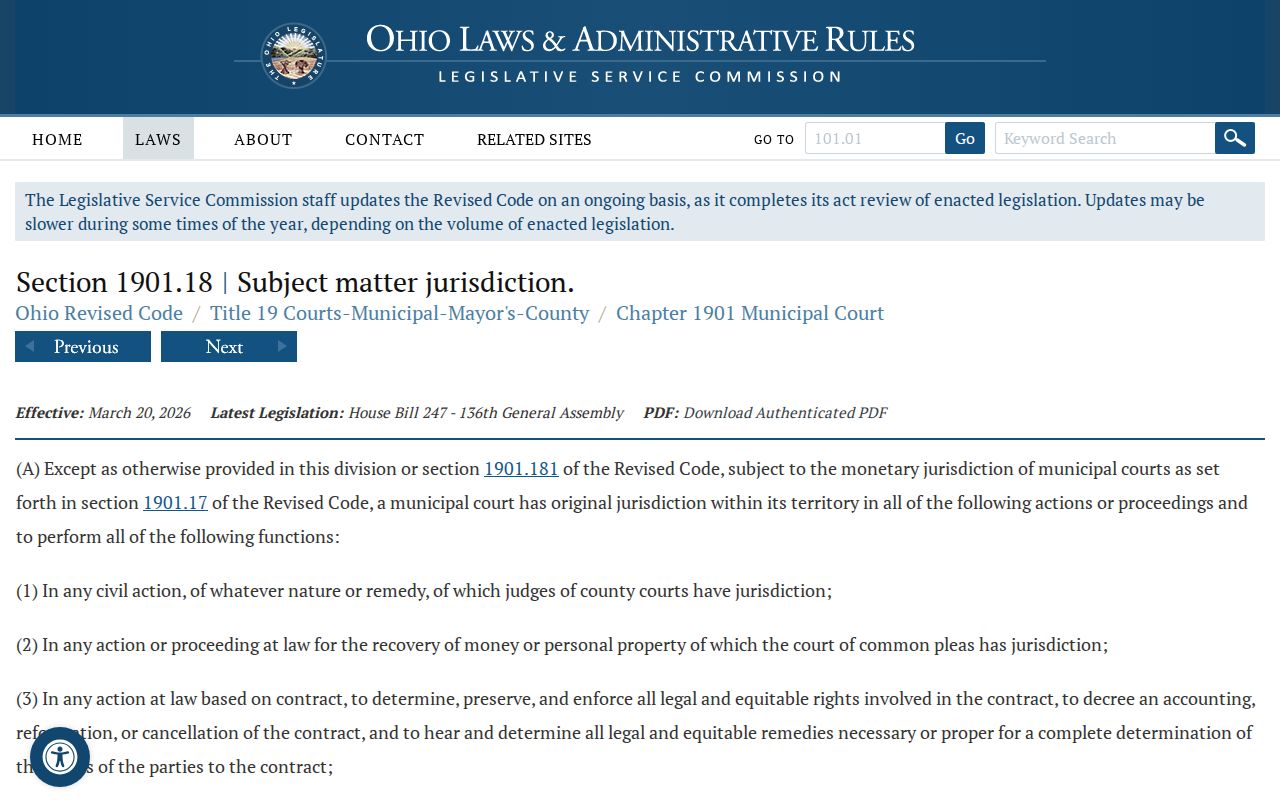 Van Wert County civil docket Municipal Court jurisdiction source