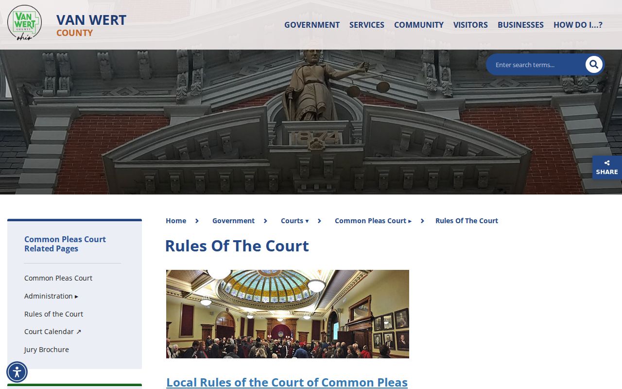 Van Wert County civil docket General Division local rules source