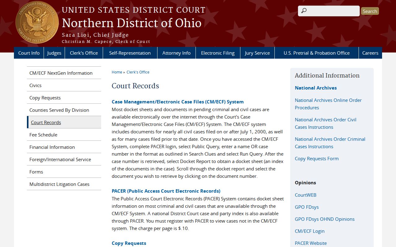 Van Wert County court records Northern District CM ECF PACER information