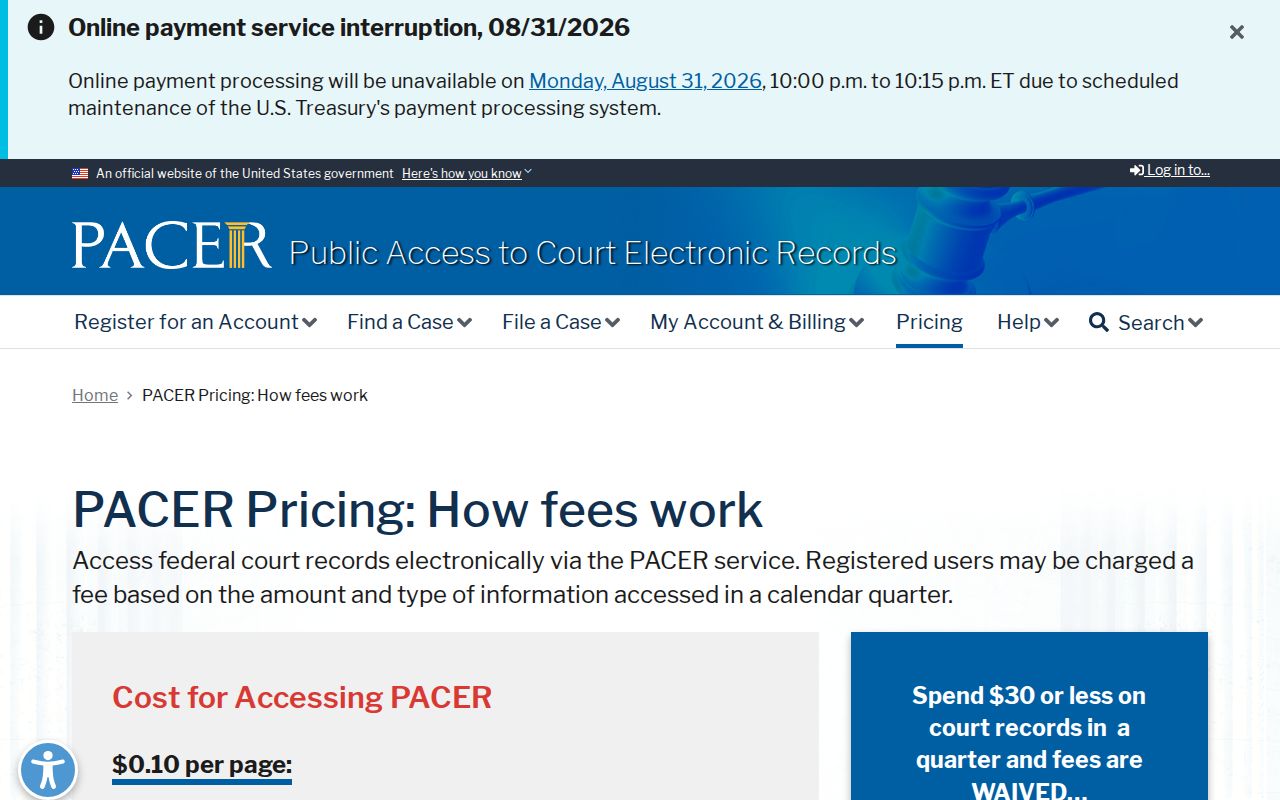 Van Wert County court records official PACER pricing information