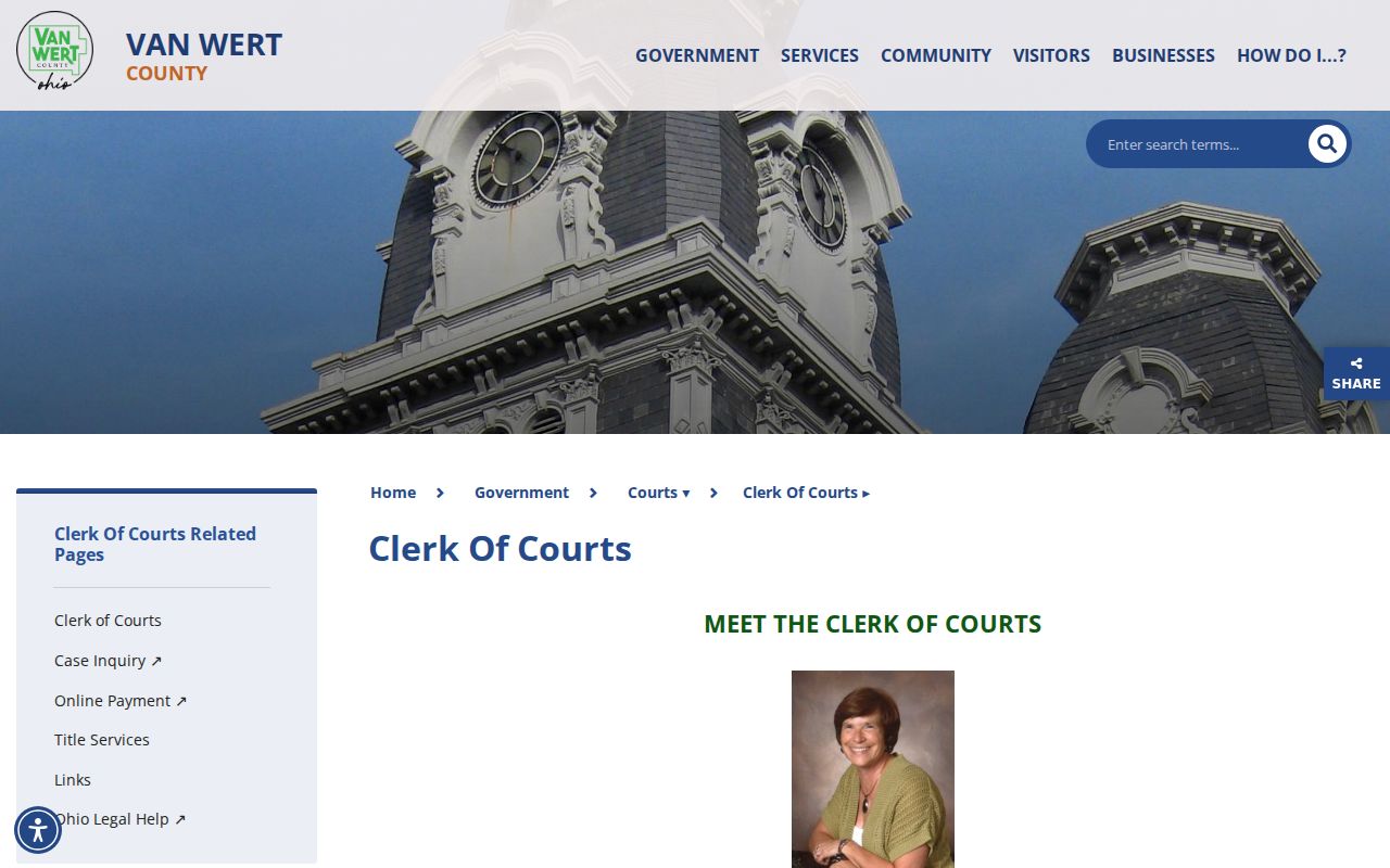 Van Wert County court docket Clerk Case Inquiry access