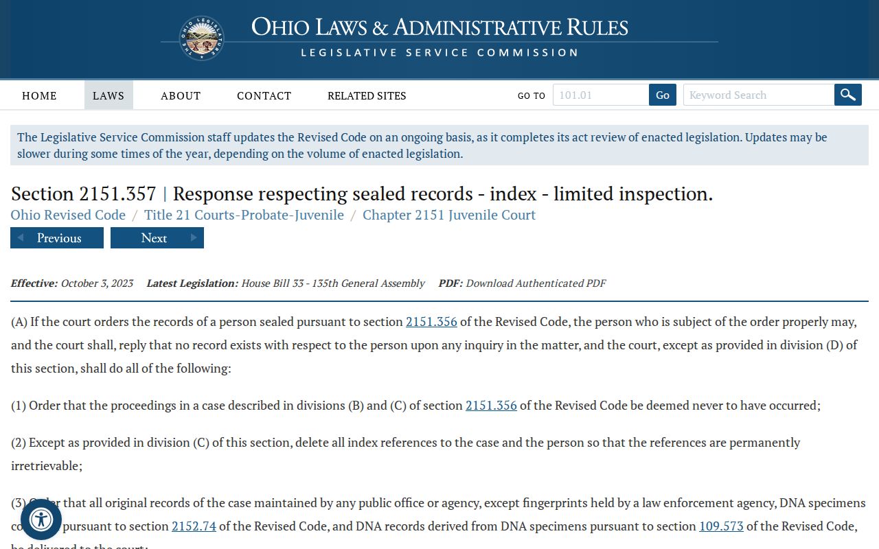 Middle Point Van Wert County court record juvenile-access statute source