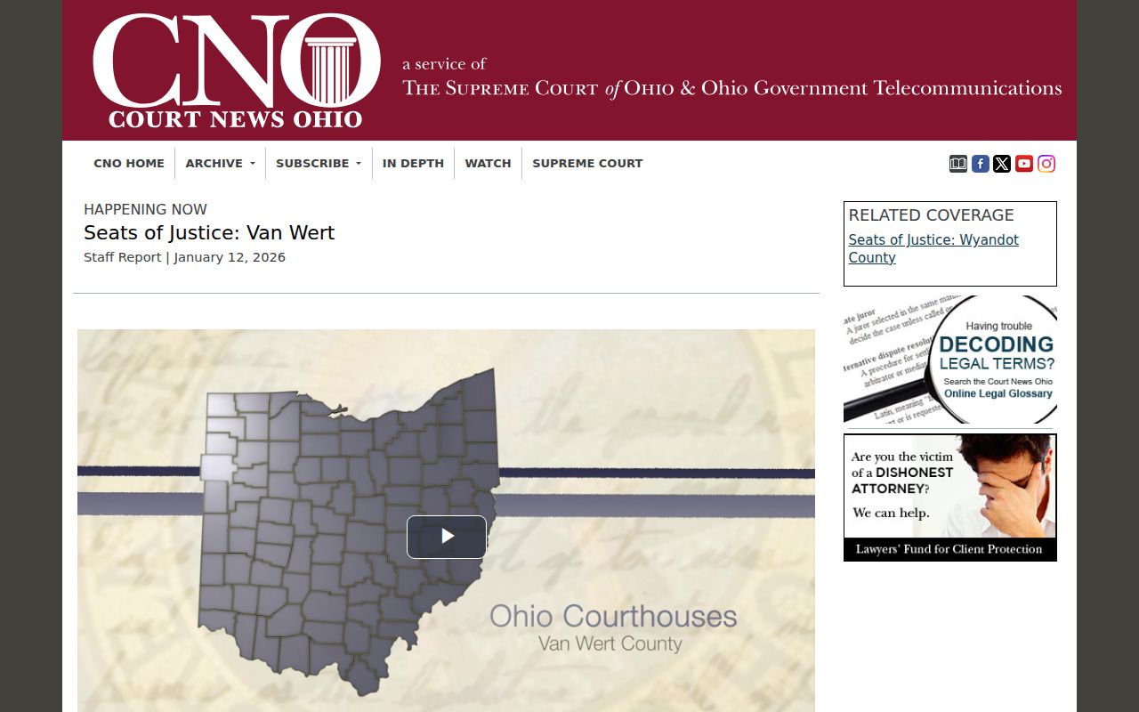 Van Wert Van Wert County court docket courthouse history feature